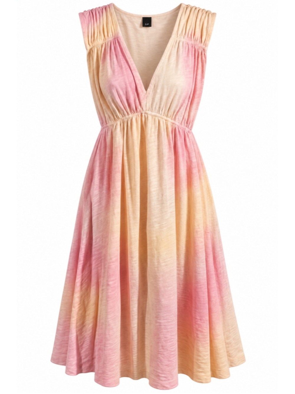 ATM Anthony Thomas Melillo Dress S Pink Tie Dye Cotton V Neck Sleeveless Boho